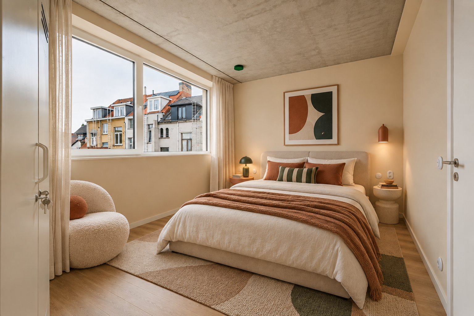 Bedroom of the Funkey townhouses