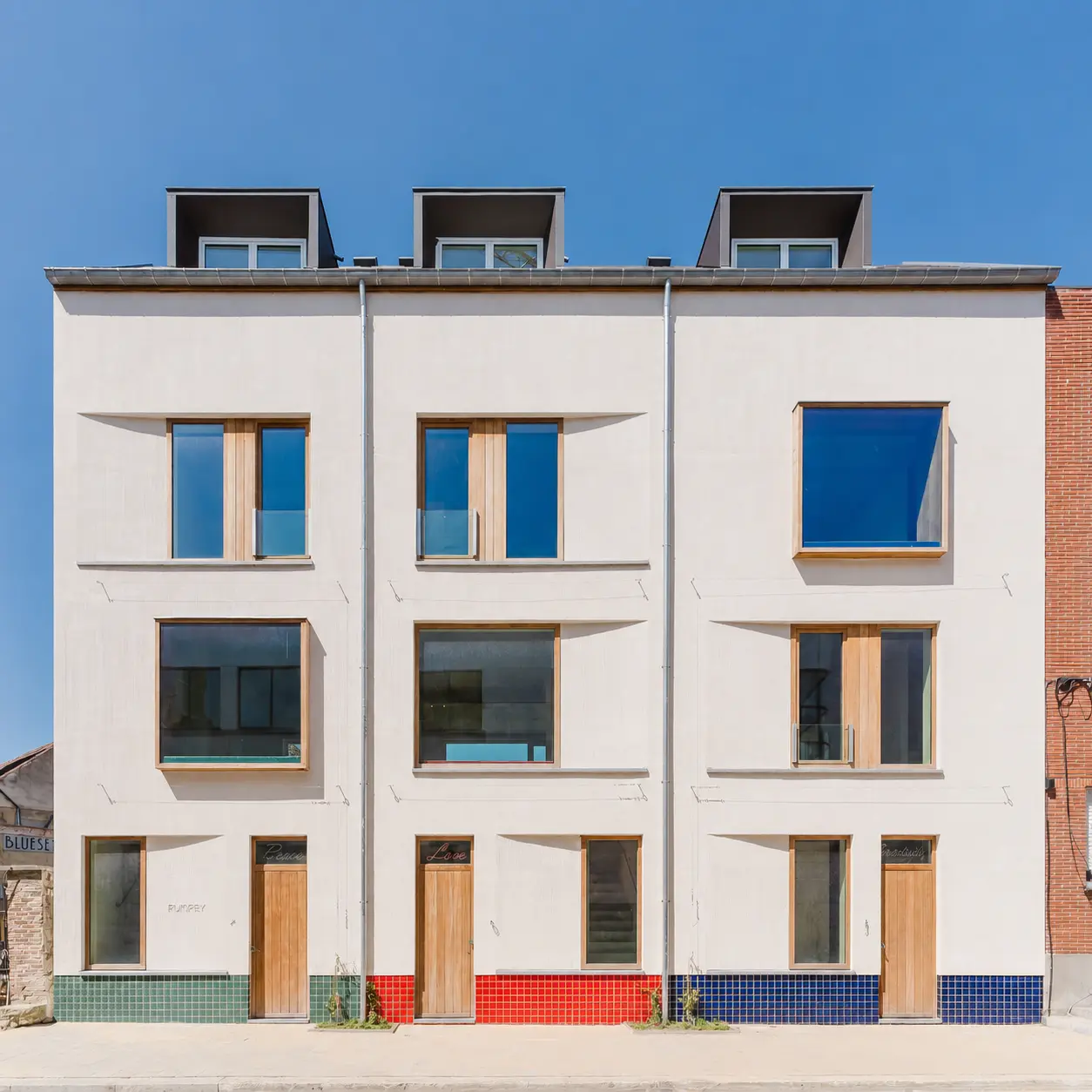 The three Funkey townhouses, front facade